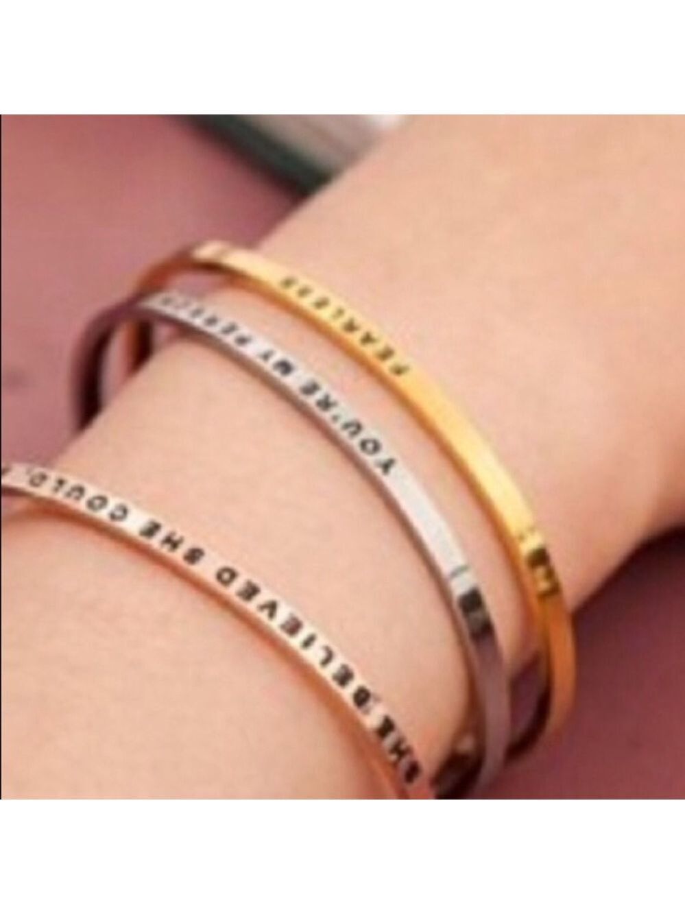Affirmation mantra rose gold minimalist bracelet
